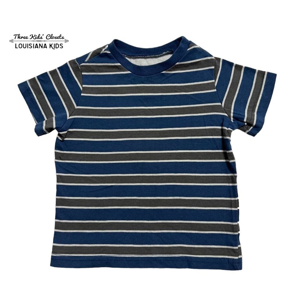 First Impressions 12m Blue & Grey Striped Tee Shirt